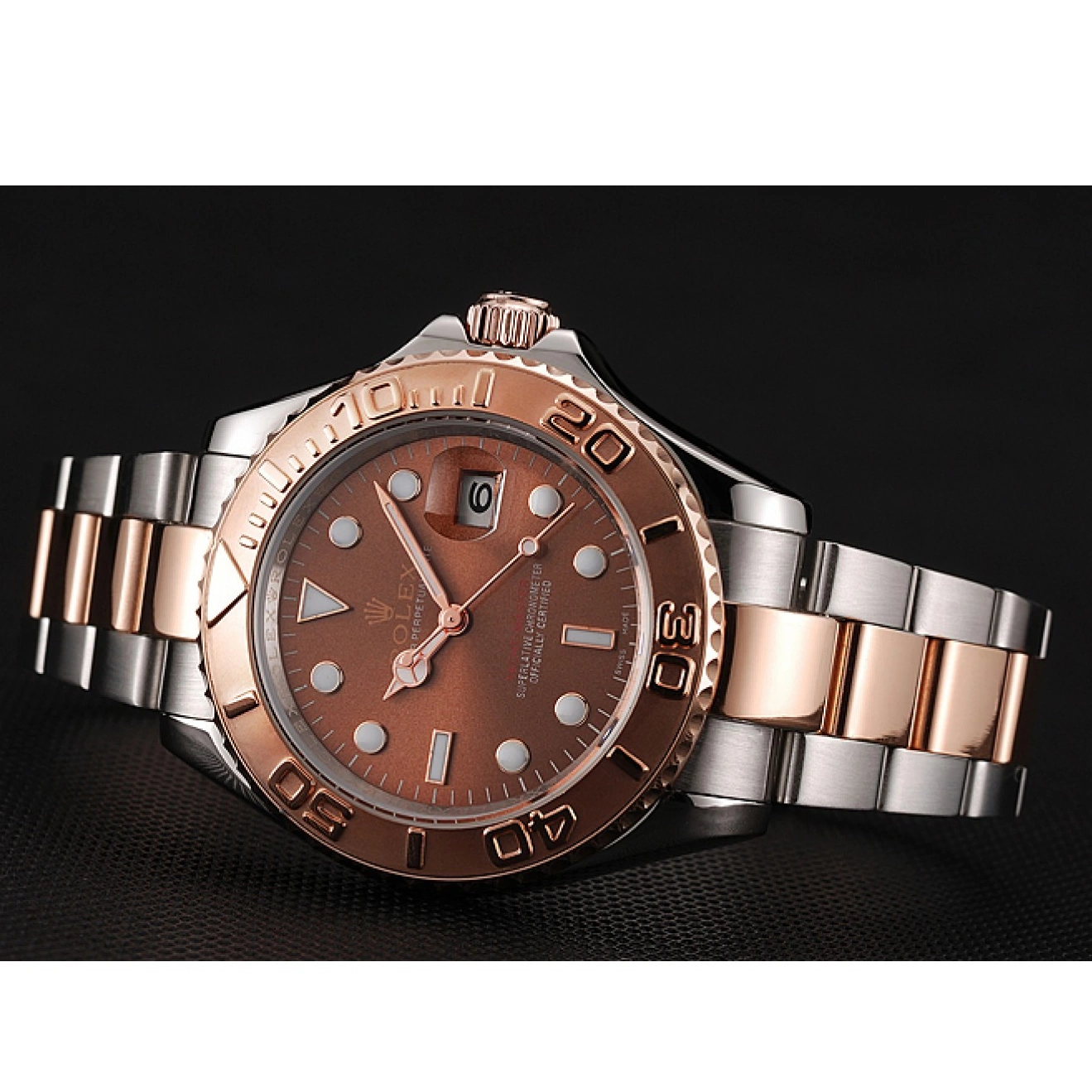 MiroTime 0712 Rolex Yacht Master Rose Gold Dial Two Tone Stainless Steel Bracelet 1453864